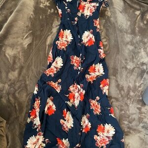 Source Unknown Orange Maxi Sundress V-neck